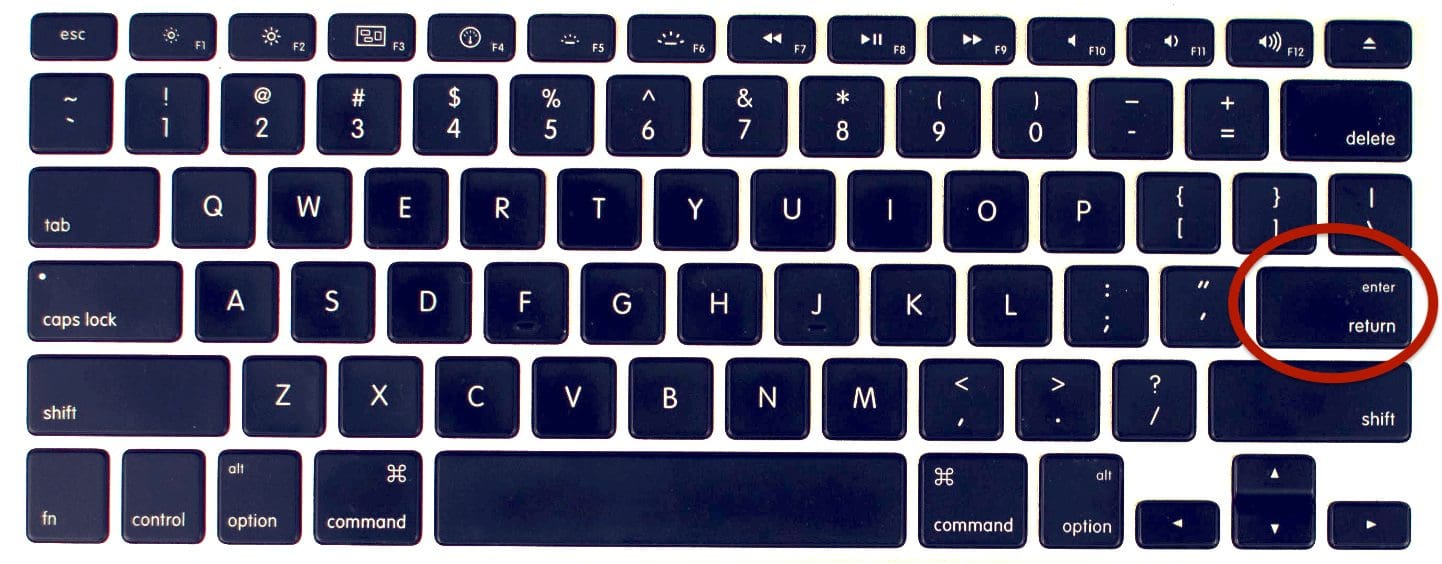 Enter key is highlighted on a keyboard to move between cells in Excel and go down.