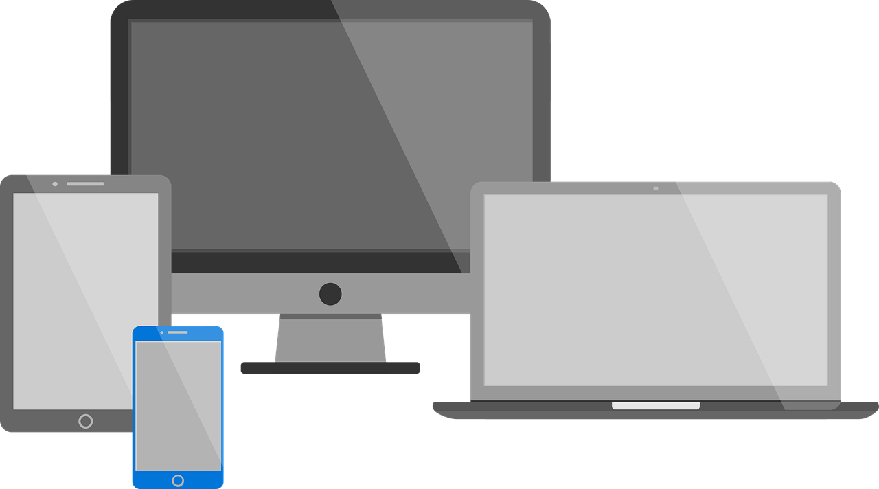 Mobile, tablet, laptop, connected tv to illustrate device ID in marketing.
