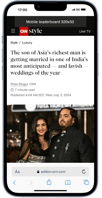 Example of sticky mobile leaderboard on CNN.
