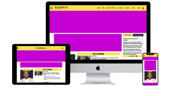 Homepage Takeover examples by PLAYBILL.